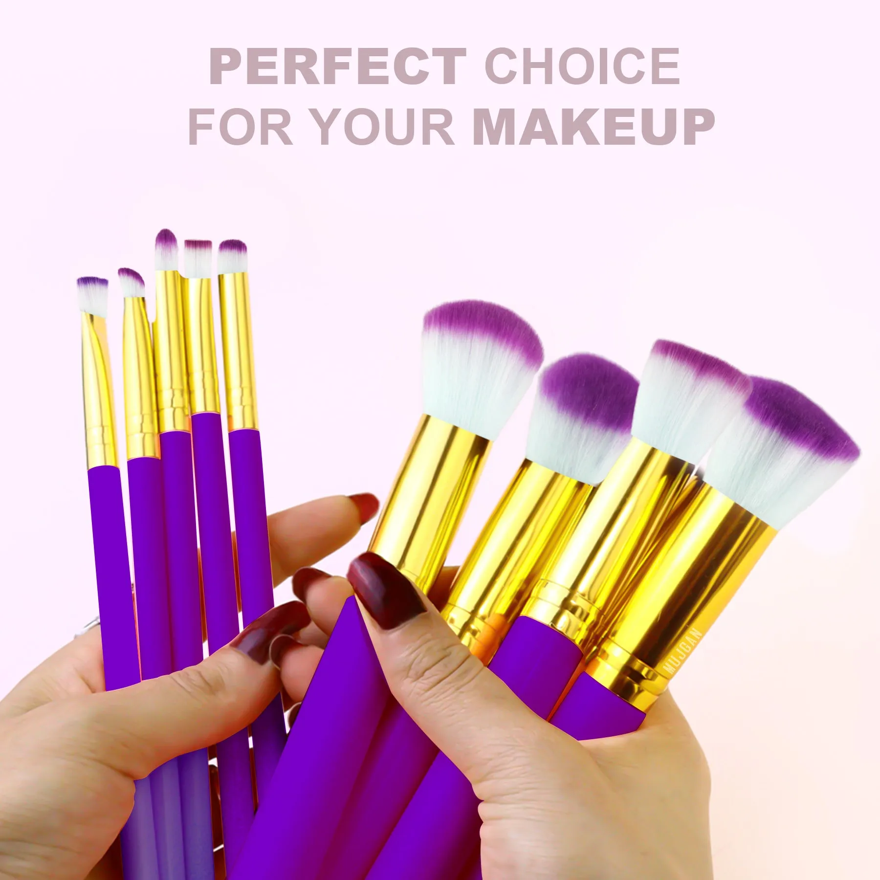 10 PCS Professional Makeup Brush Set (Purple)
