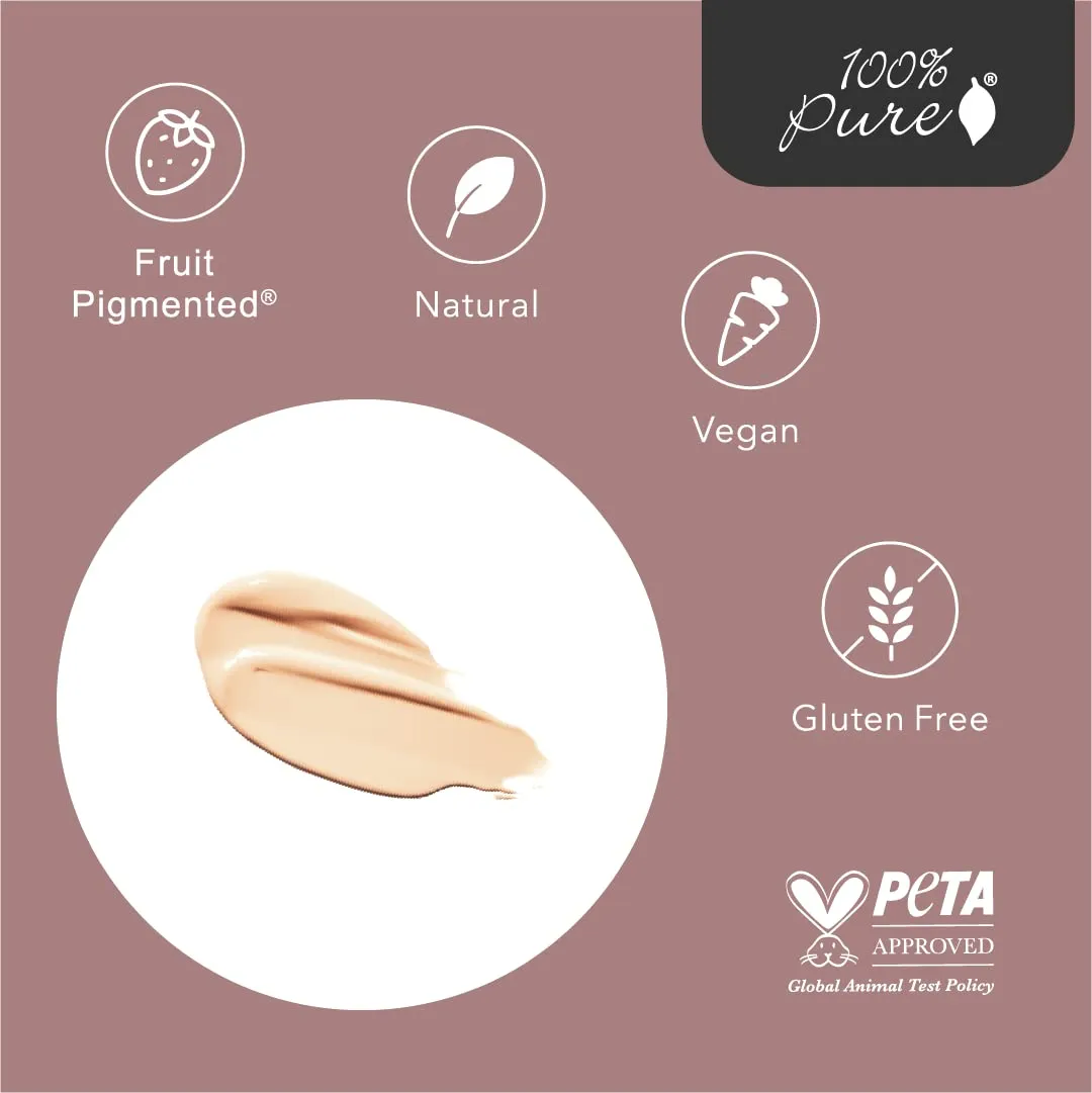 100% PURE Healthy Foundation Full Face Coverage Makeup, Liquid Matte Finish with Anti-Aging Benefits - Vegan - Gorgeous Fruit Pigmented Creme Color - (Fair with Warm Undertones) - 1 Fl Oz