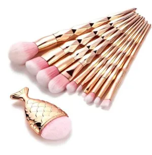 11Pcs Golden Fishtail Brush Set