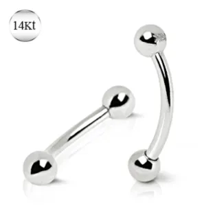 14Kt White Gold Eyebrow Ring with Ball