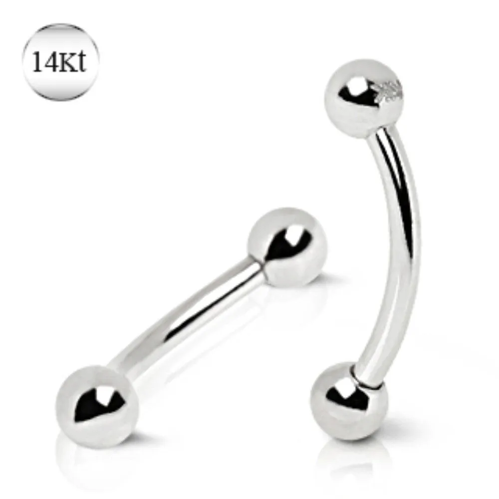 14Kt White Gold Eyebrow Ring with Ball