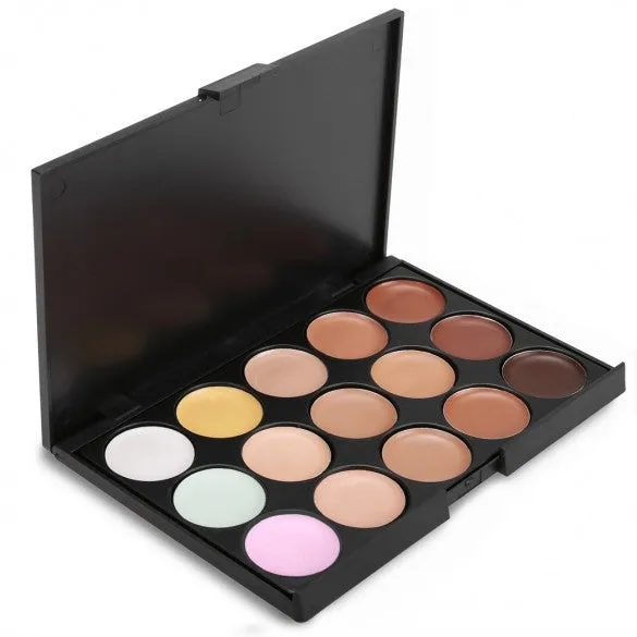 15 Colors Makeup Face Cream Concealer Palette   Powder Brush