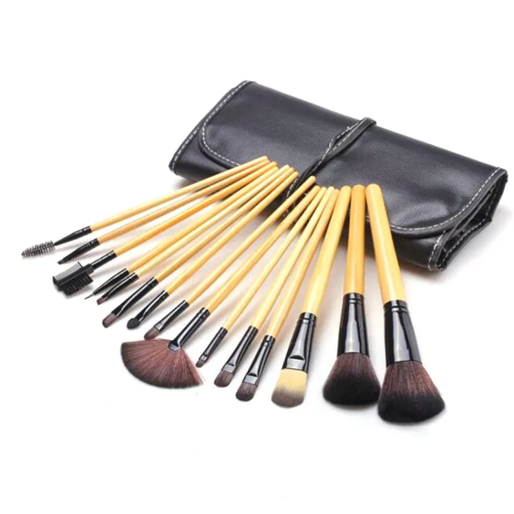 15 PCS / Set Wood Color Makeup Brush Set Loose Powder Brush Makeup Tool