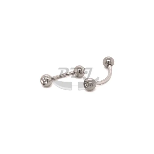 16G Eyebrow Jeweled, 4mm Ball-316L S. Steel