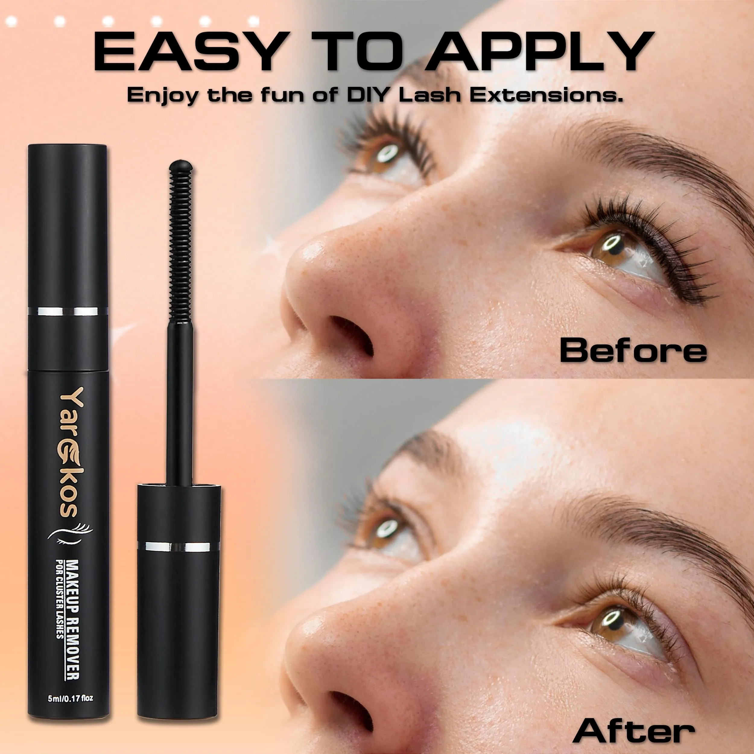 2-in-1 Lash Bond and Seal, Eye Lashes Glue Remover, False Eyelash Adhesive for Individual DIY Cluster Extension, Waterproof Strong Hold Fast Removal, 2Pcs Lash Glue Set for Beginner Salon Home, Black