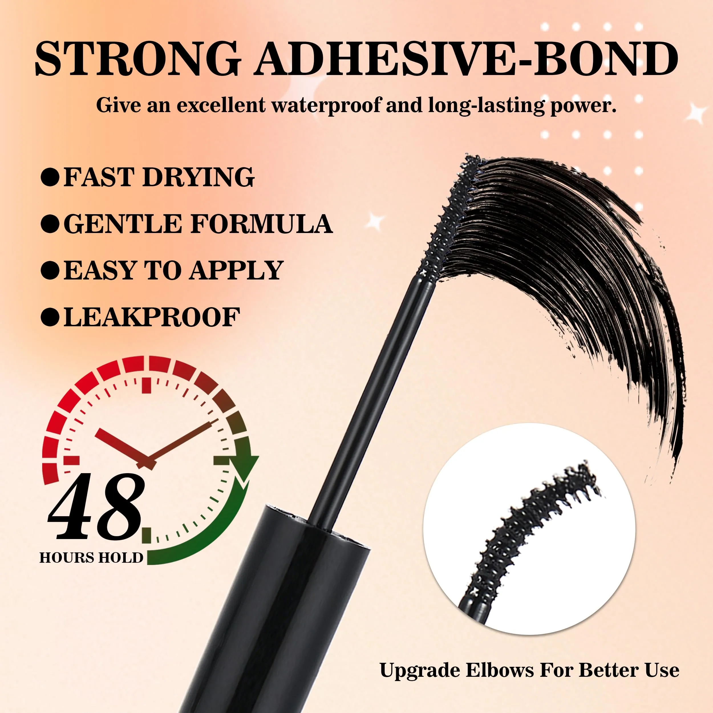 2-in-1 Lash Bond and Seal, Eye Lashes Glue Remover, False Eyelash Adhesive for Individual DIY Cluster Extension, Waterproof Strong Hold Fast Removal, 2Pcs Lash Glue Set for Beginner Salon Home, Black
