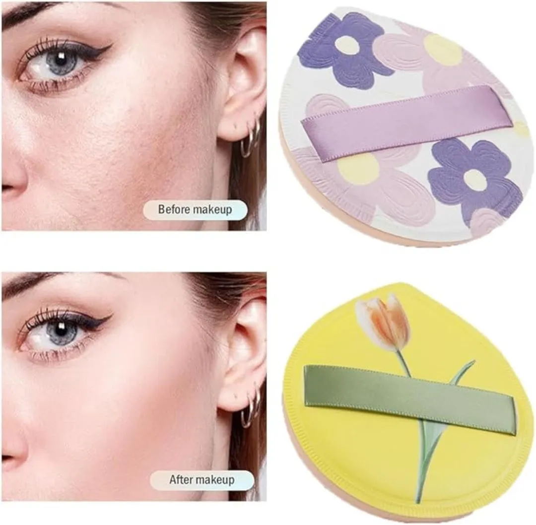 2 Pcs Soft Powder Puffs, Large Makeup Sponge For Wet & Dry Use