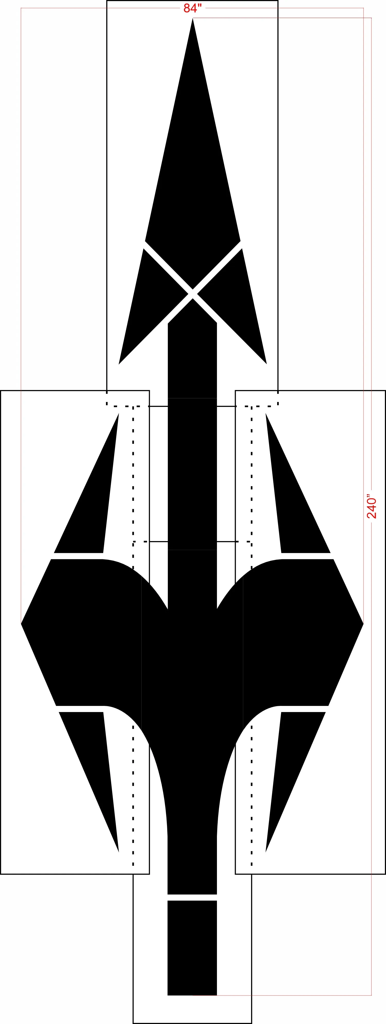 240" Washington DOT Elongated Three Way Arrow Stencil