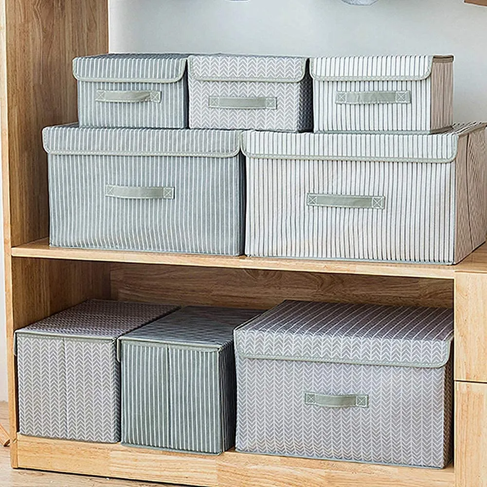 3 Pack Foldable Storage Bin with Lid and Handle