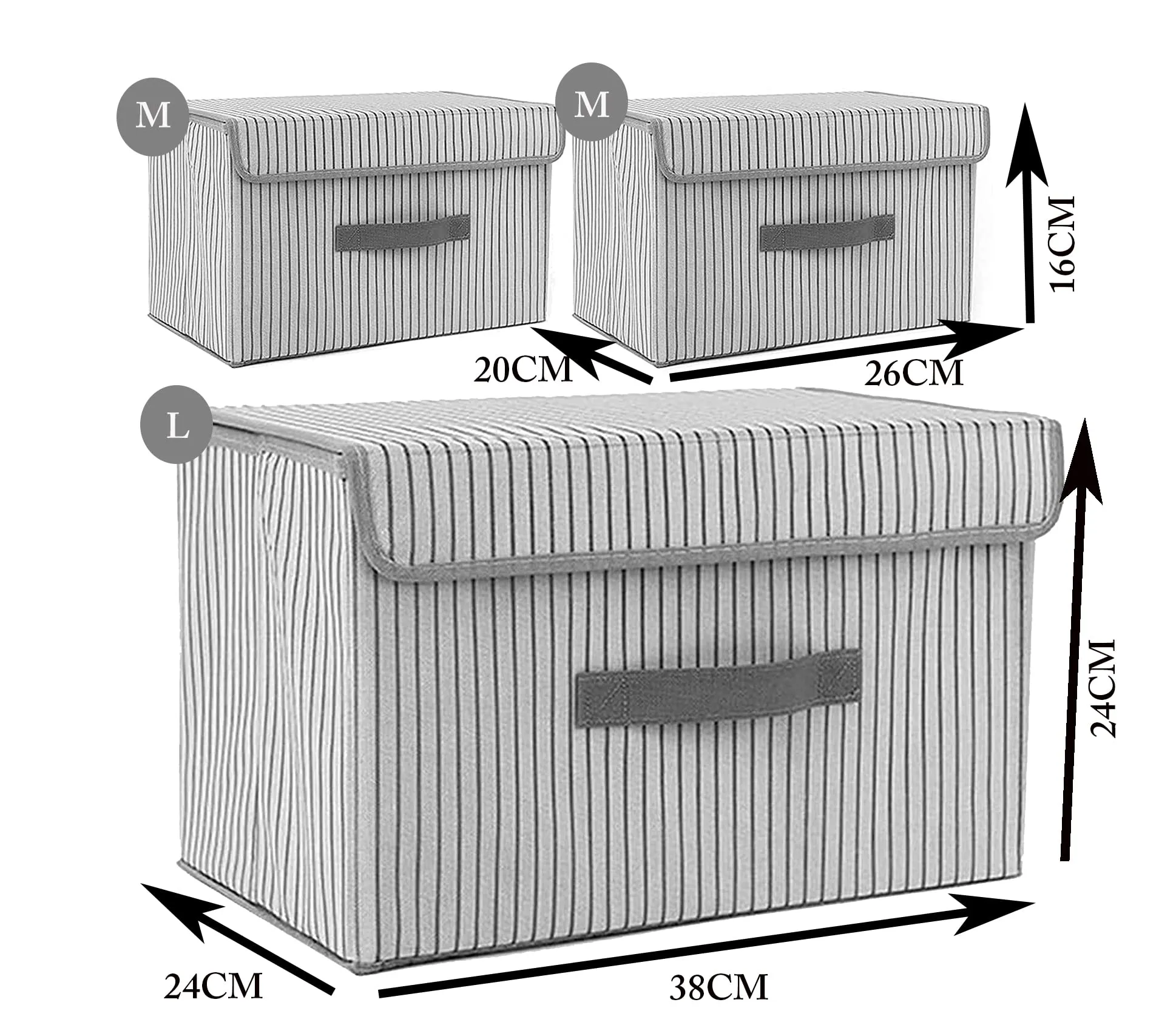 3 Pack Foldable Storage Bin with Lid and Handle