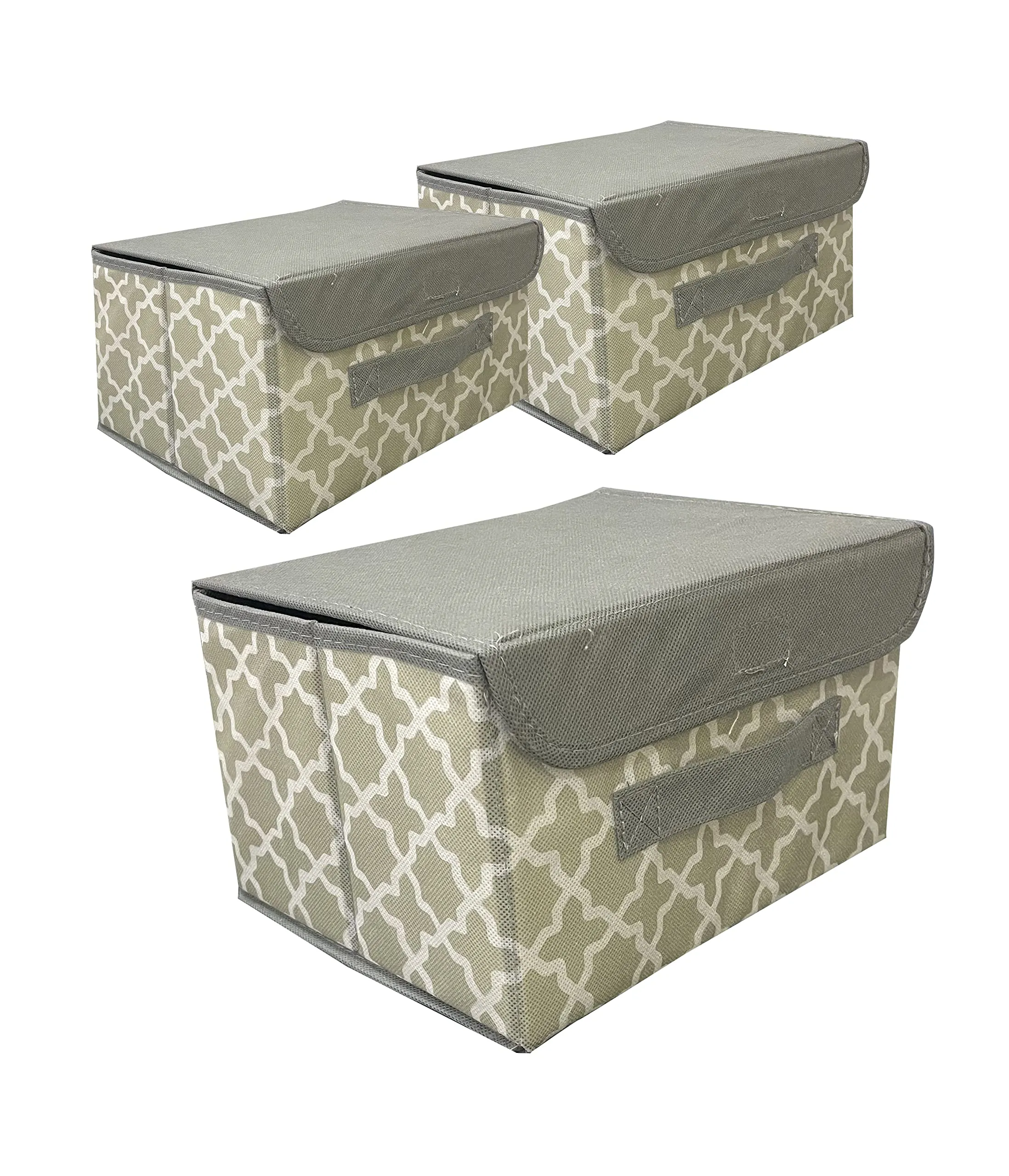 3 Pack Foldable Storage Bin with Lid and Handle