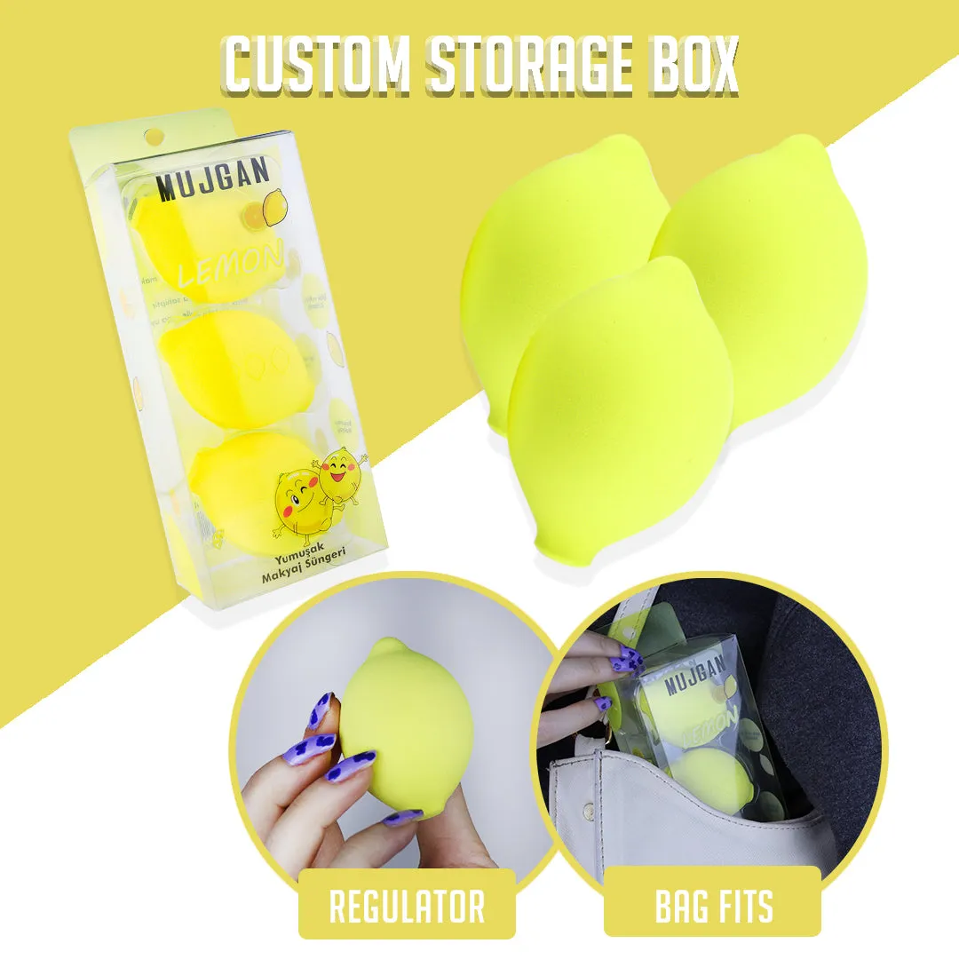 3 PCS Fruit Shaped Makeup Sponge (Lemon Shaped)