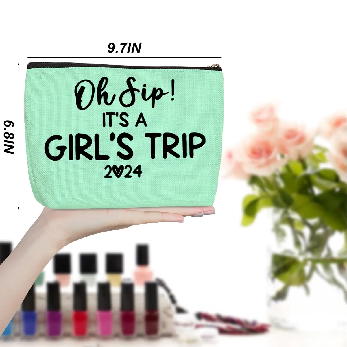 3 Pcs Girl Trip 2024 Makeup Bag Funny Girls Trip Gifts Favors Girls Weekend Gifts Weekender Bag Summer Vacation Birthday Christmas Cosmetic Bag Bachelorette Party Friendship Gifts for Women BFF Friend