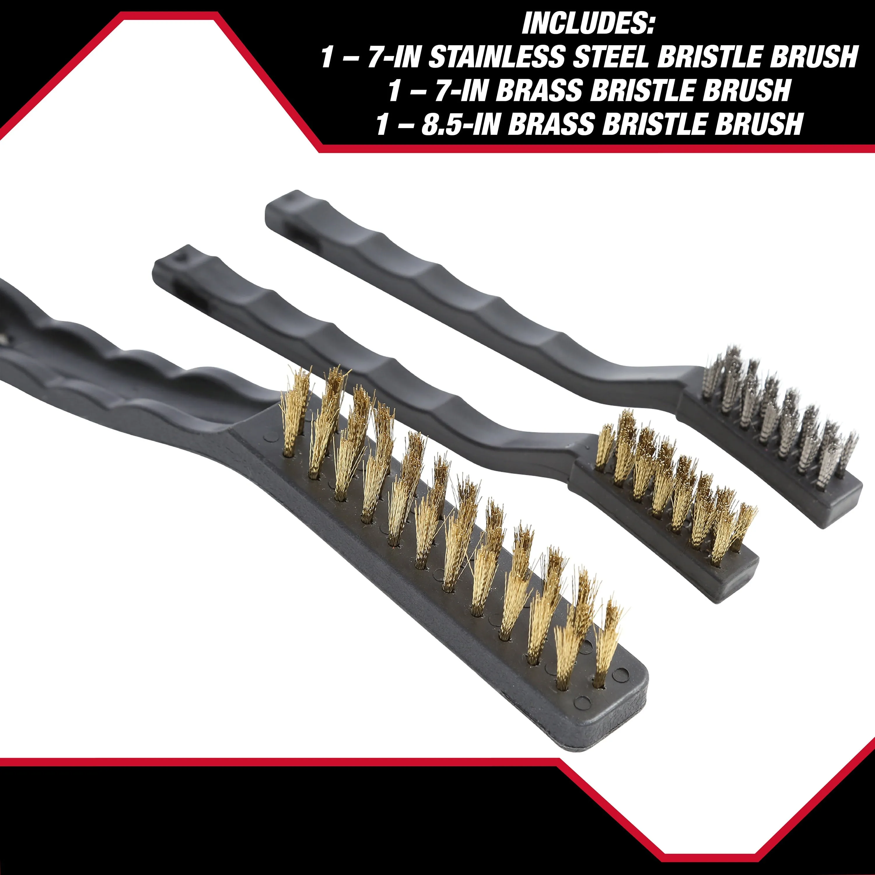 3-Piece Wire Utility Brush Set for Utility Cleaning Brass and Stainless Steel