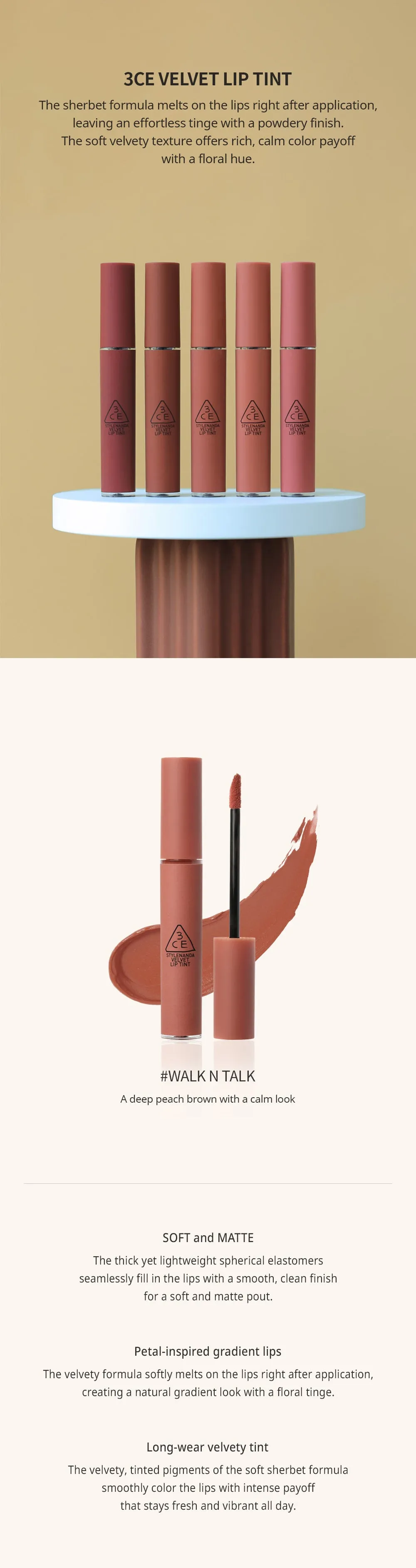 3CE Velvet Lip Tint #Walk N Talk