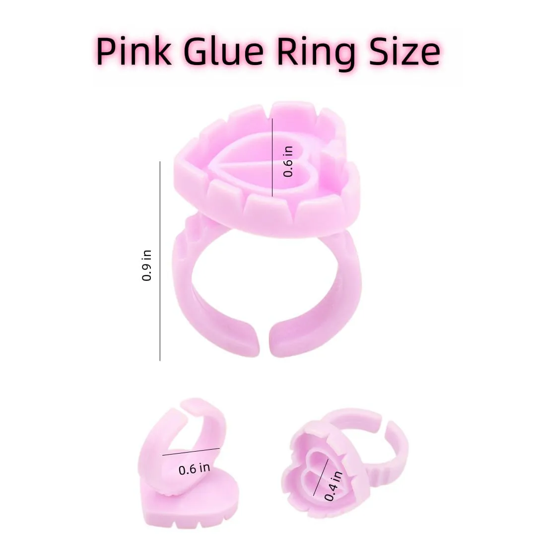 400 Pieces Glue Cups, Glue Rings for Eyelash Extensions, Lash Extension Glue Ring, Disposable Eyelash Glue Holder Rings, Heart Shape Pink and White (Heart &Pink)