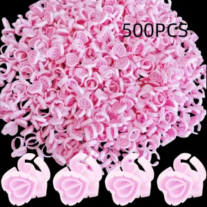 400 Pieces Glue Cups, Glue Rings for Eyelash Extensions, Lash Extension Glue Ring, Disposable Eyelash Glue Holder Rings, Heart Shape Pink and White (Heart &Pink)