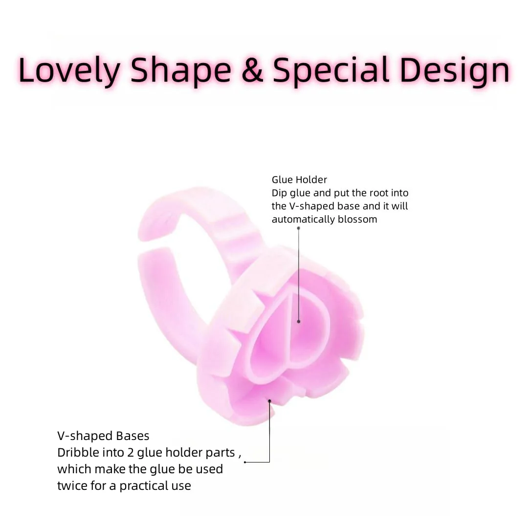 400 Pieces Glue Cups, Glue Rings for Eyelash Extensions, Lash Extension Glue Ring, Disposable Eyelash Glue Holder Rings, Heart Shape Pink and White (Heart &Pink)