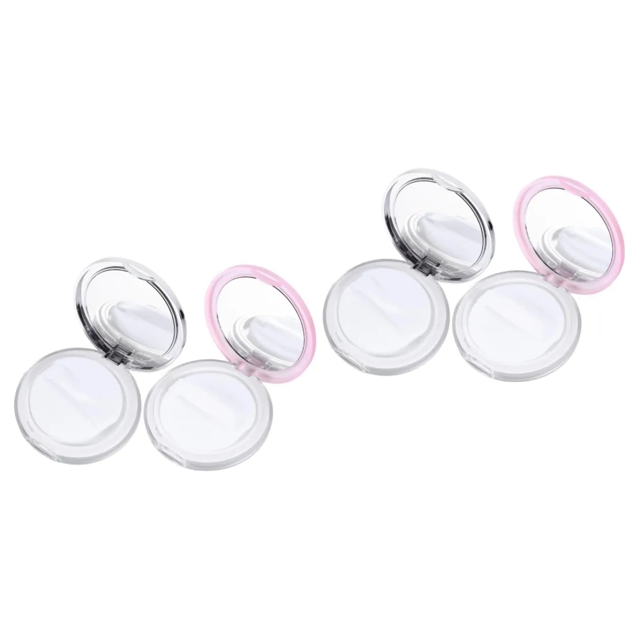 4sets Empty Powder Puff Storage Boxes with Powder Puff Holder Translucent Makeup Accessory Containers for Travel and Everyday Use Includes Loose Packing Box