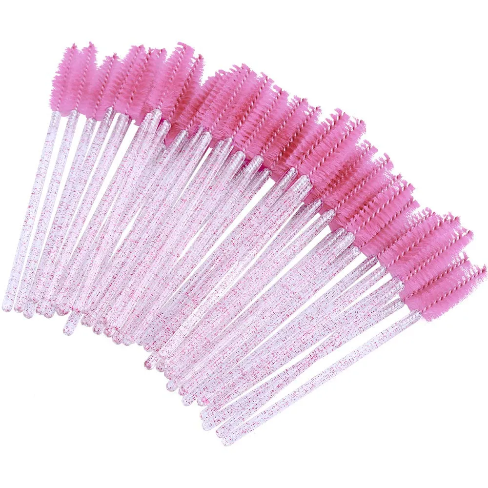 50PCS Mascara Wands,Crystal Pink Mascara Brushes