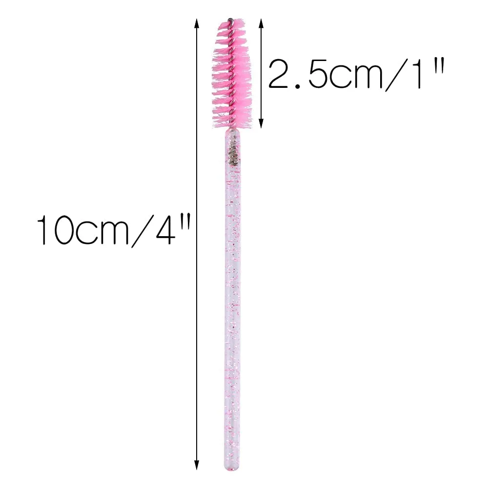 50PCS Mascara Wands,Crystal Pink Mascara Brushes