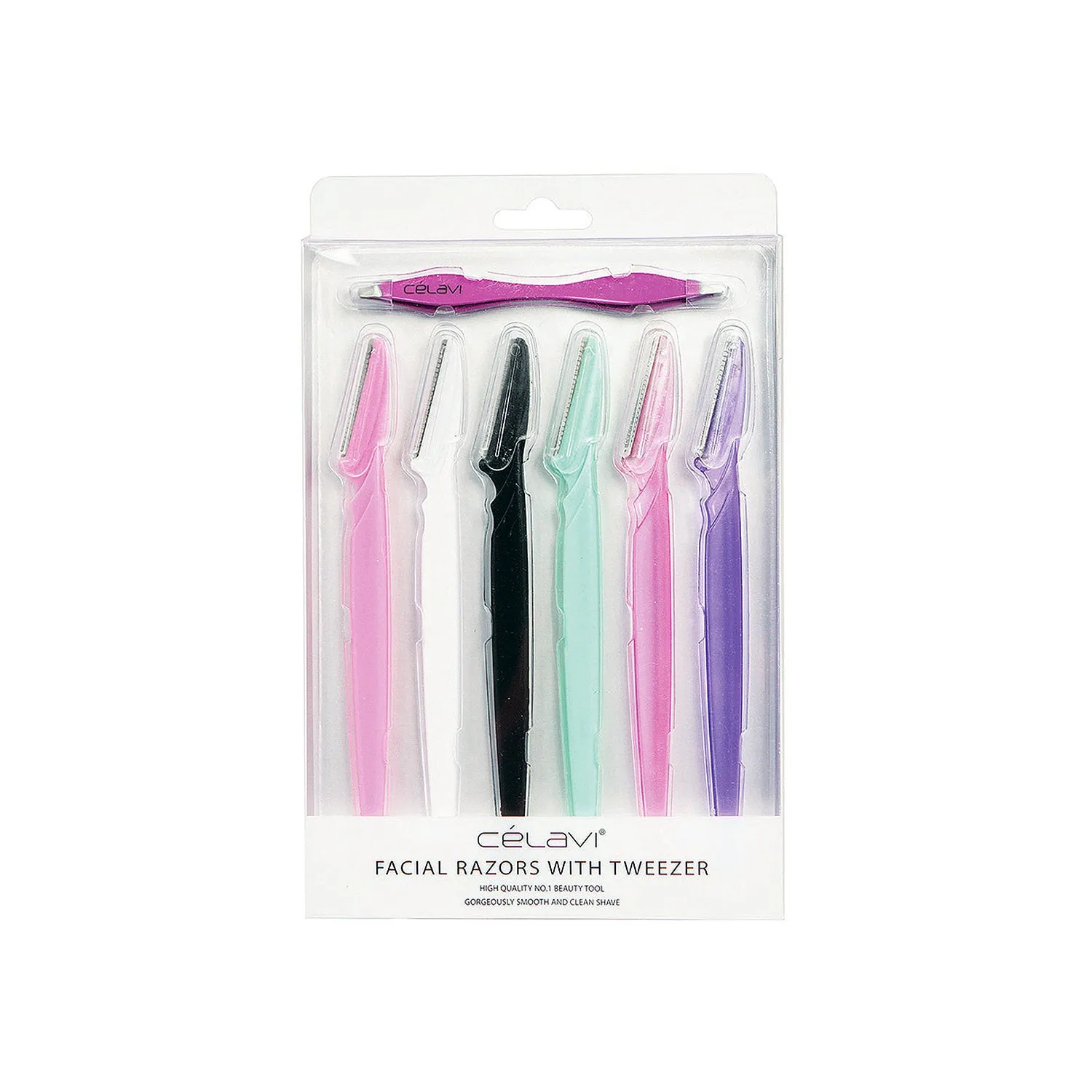 6PC Facial Razors with Tweezer