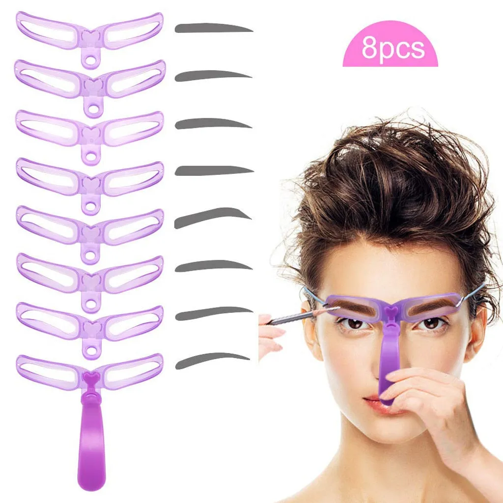 8PCS Eyebrow Grooming Shaping Stencil Kit