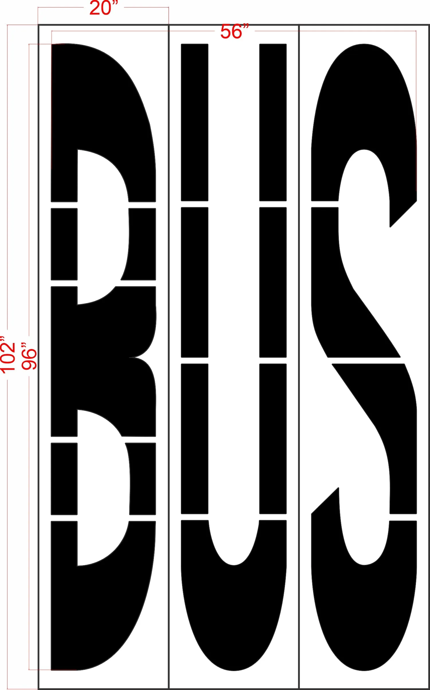 96" New Jersey DOT BUS Stencil