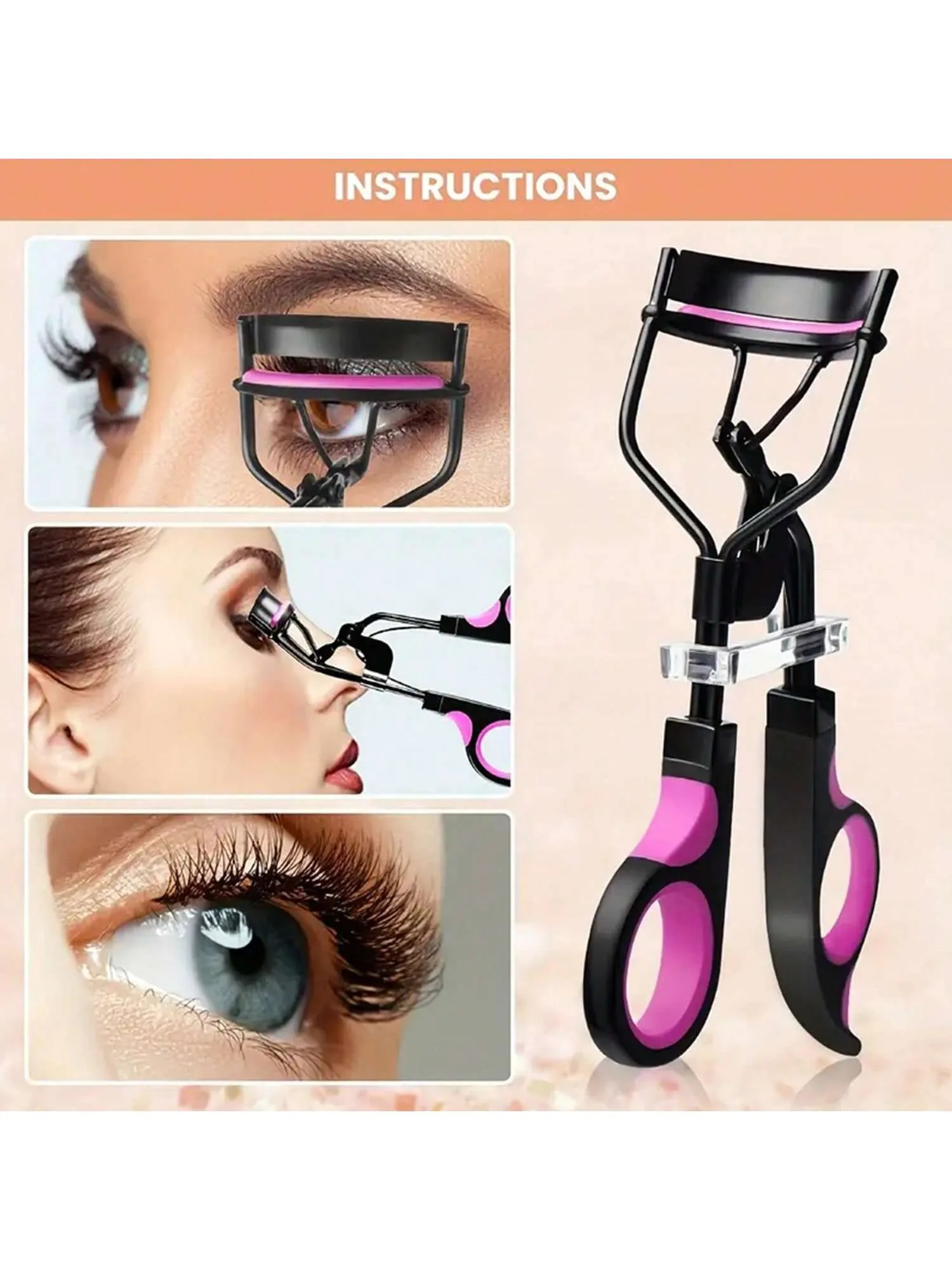 9pcs/Set - Eyelash Curler With Comb Lash Curler With 5 Replacement Refills, 3 Combs, 10 Seconds Curl And Lifted Lashes,Black And Purple