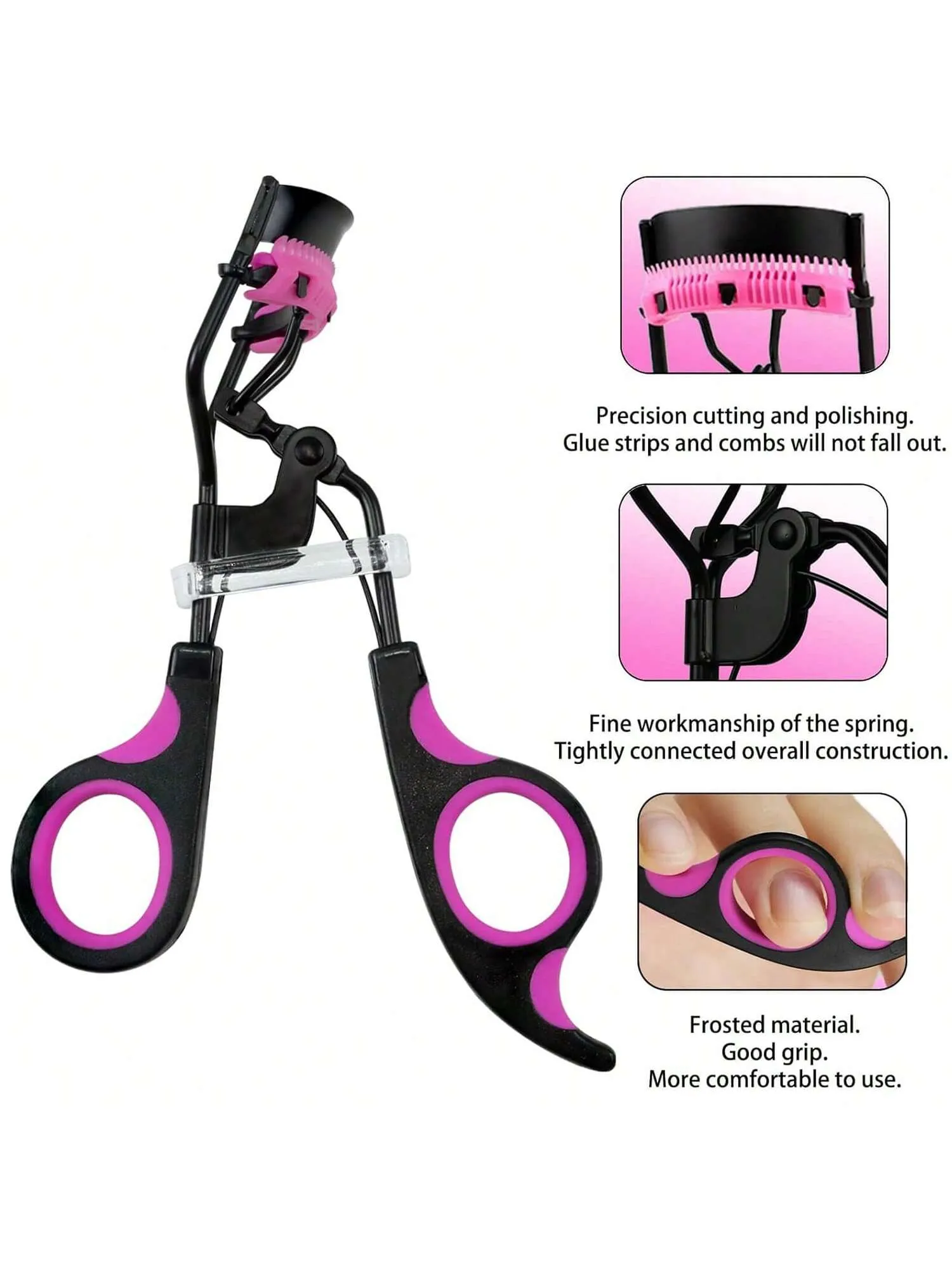 9pcs/Set - Eyelash Curler With Comb Lash Curler With 5 Replacement Refills, 3 Combs, 10 Seconds Curl And Lifted Lashes,Black And Purple