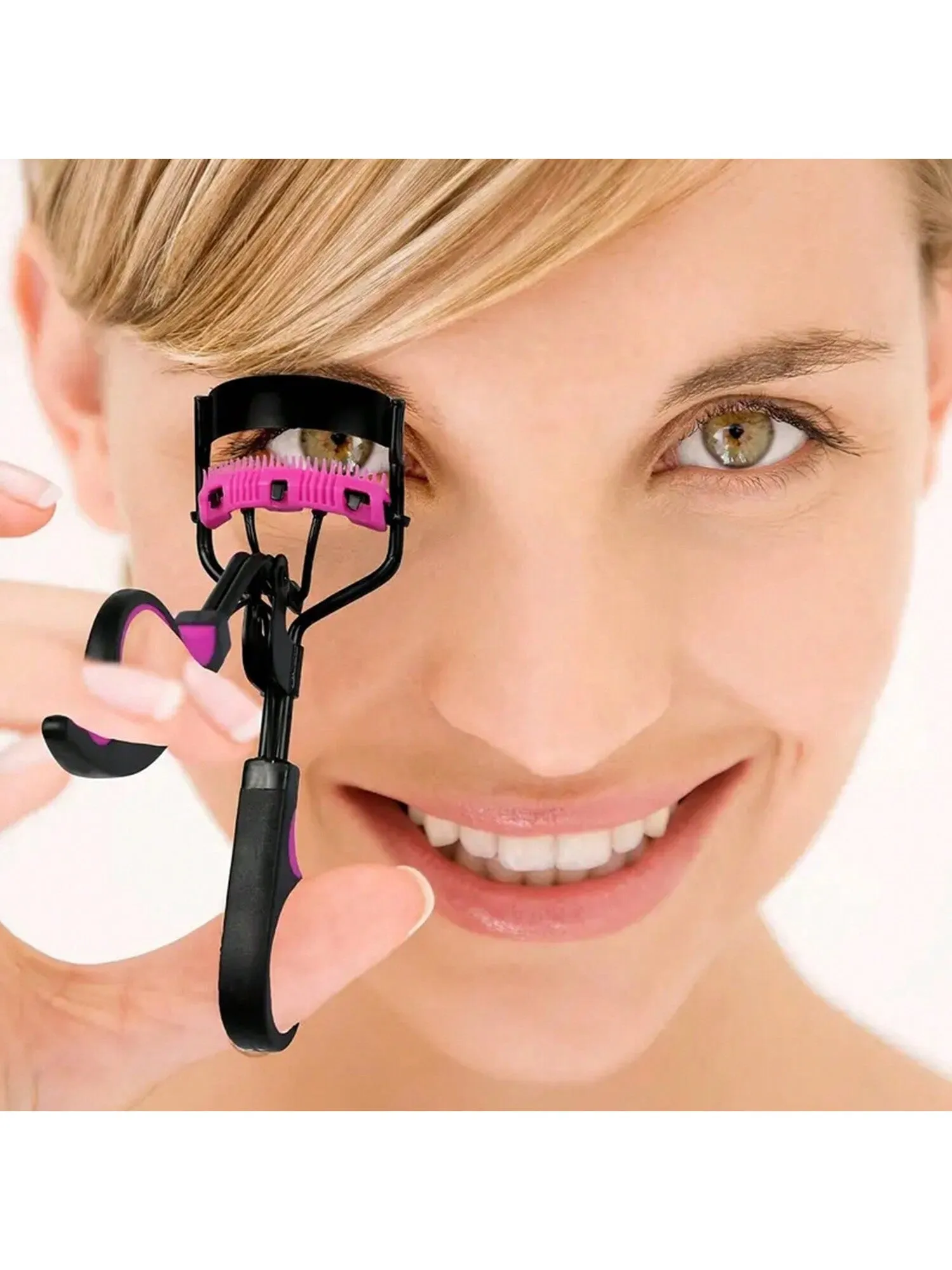 9pcs/Set - Eyelash Curler With Comb Lash Curler With 5 Replacement Refills, 3 Combs, 10 Seconds Curl And Lifted Lashes,Black And Purple