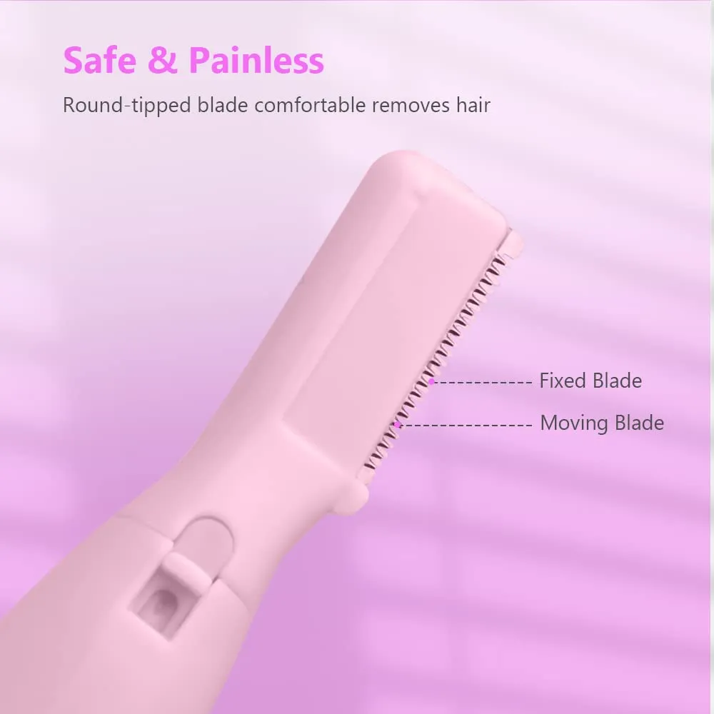 ACWOO Eyebrow Hair Removal for Women, Upgraded Mini Portable Eyebrow Trimmer, Painless Face Hair Shaver Electric Eyebrow Razor for Brows Face Cheek Lips Peach Fuzz Pink
