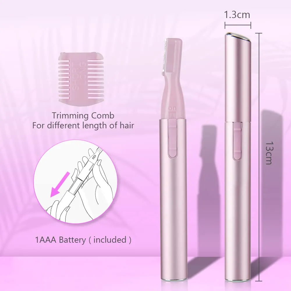 ACWOO Eyebrow Hair Removal for Women, Upgraded Mini Portable Eyebrow Trimmer, Painless Face Hair Shaver Electric Eyebrow Razor for Brows Face Cheek Lips Peach Fuzz Pink
