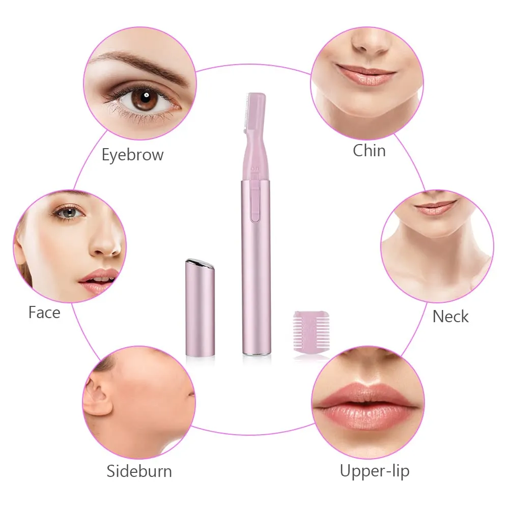 ACWOO Eyebrow Hair Removal for Women, Upgraded Mini Portable Eyebrow Trimmer, Painless Face Hair Shaver Electric Eyebrow Razor for Brows Face Cheek Lips Peach Fuzz Pink