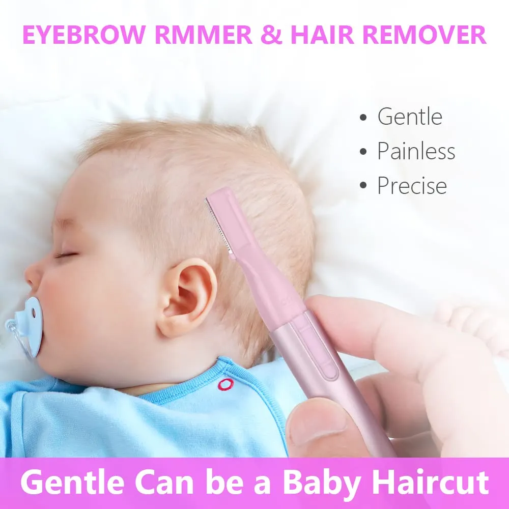ACWOO Eyebrow Hair Removal for Women, Upgraded Mini Portable Eyebrow Trimmer, Painless Face Hair Shaver Electric Eyebrow Razor for Brows Face Cheek Lips Peach Fuzz Pink