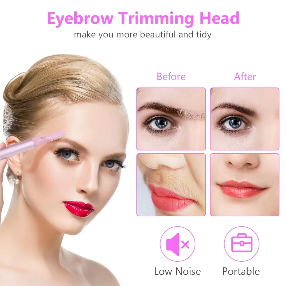 ACWOO Eyebrow Hair Removal for Women, Upgraded Mini Portable Eyebrow Trimmer, Painless Face Hair Shaver Electric Eyebrow Razor for Brows Face Cheek Lips Peach Fuzz Pink