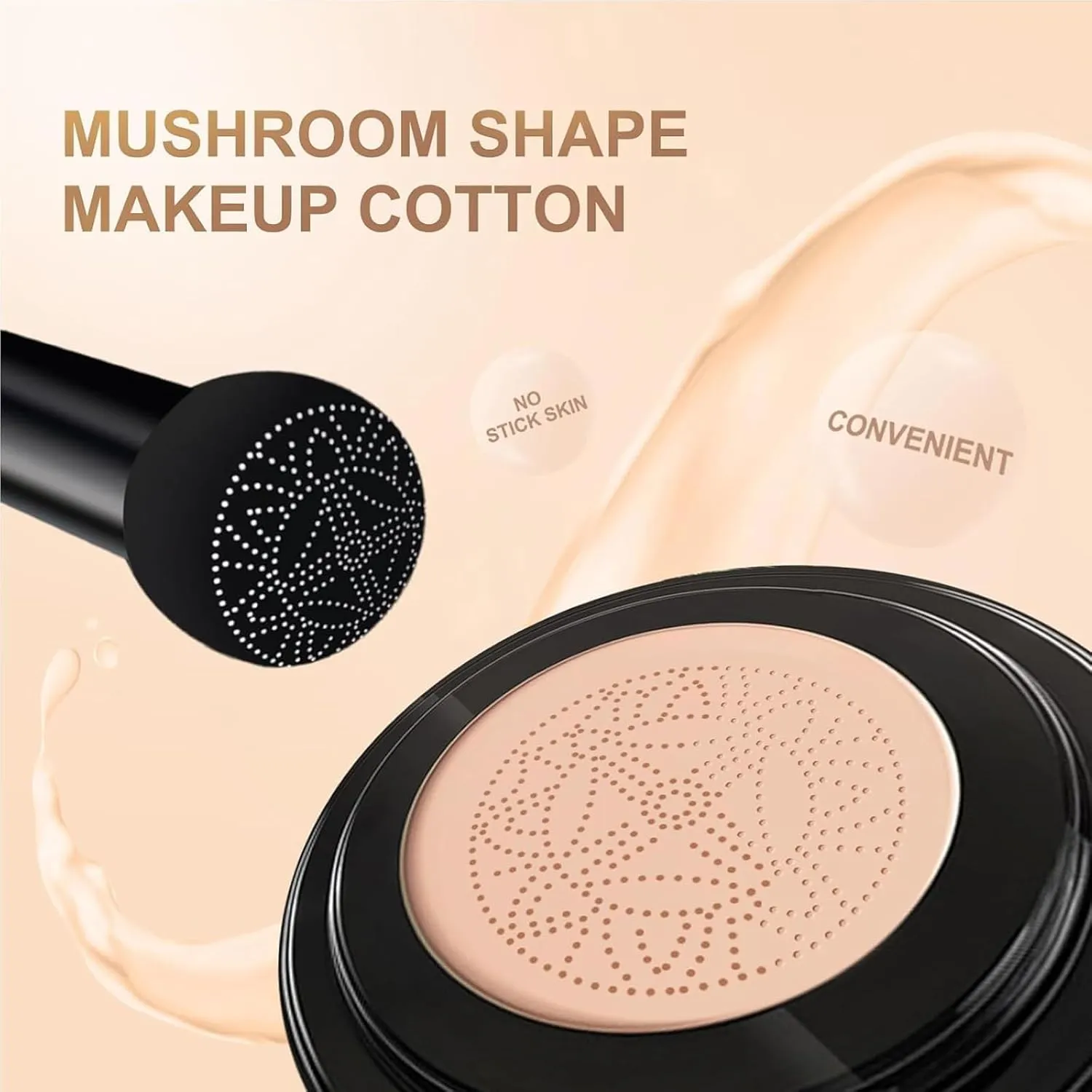 Air Cushion CC Cream Foundation, Mushroom Head Face Makeup Moisturizing Concealer, Waterproof Oil Control Long-Lasting, 3.53 Oz CC Cream Foundation for All Skin Types (Dark Brown, 3.52 oz)