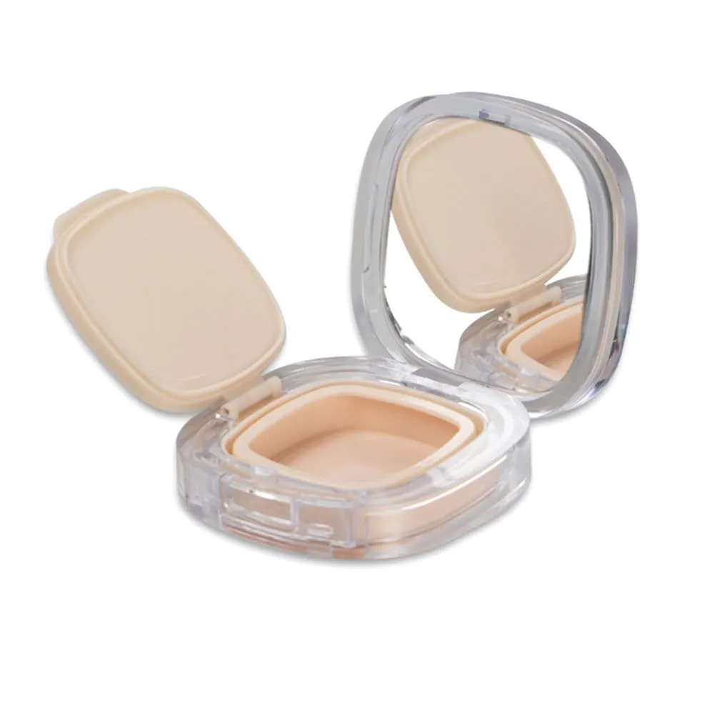 AKOAK 15g/ 0.5oz Empty Transparency Skin Tone Portable Air Powder Puff Box BB CC Liquid Foundation Cream Container Dressing Case Powder Cake Box and Mirror Refillable Container for DIY Travel Trips