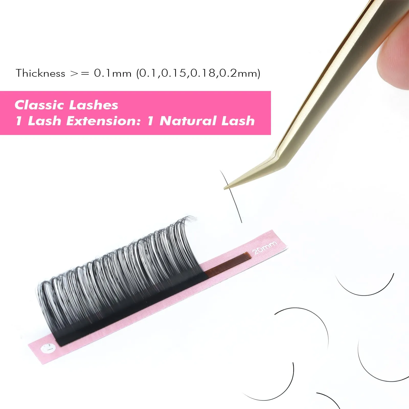 ALLOVE Eyelash Extension Three Boxes Classic Lash Extensions 0.05 D Curl 8-15|11-17|15-20mm Mixed Tray Individual Volume Lash Extensions Lash Trays for Lash Extensions Supplies Single Lashes