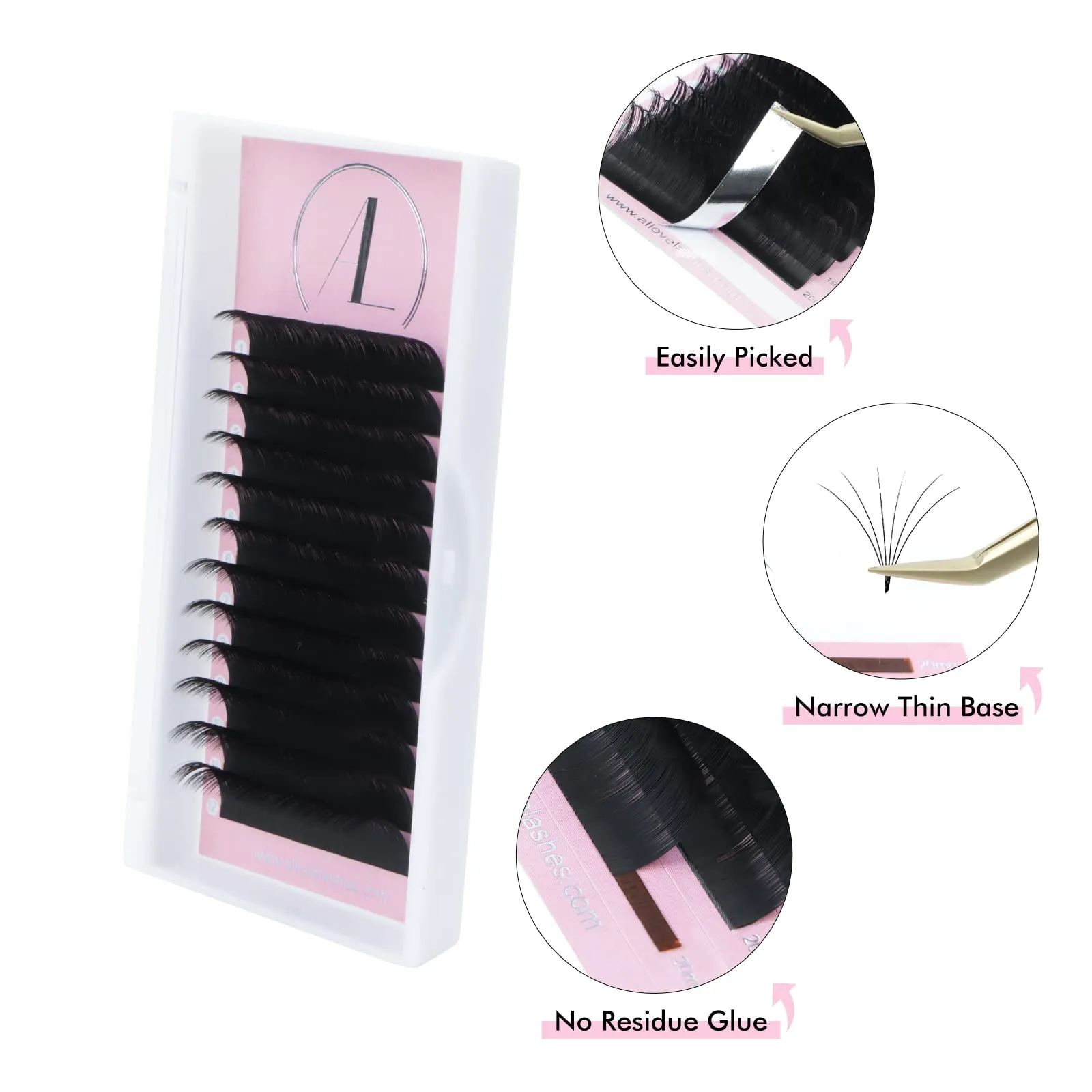ALLOVE Eyelash Extension Three Boxes Classic Lash Extensions 0.05 D Curl 8-15|11-17|15-20mm Mixed Tray Individual Volume Lash Extensions Lash Trays for Lash Extensions Supplies Single Lashes