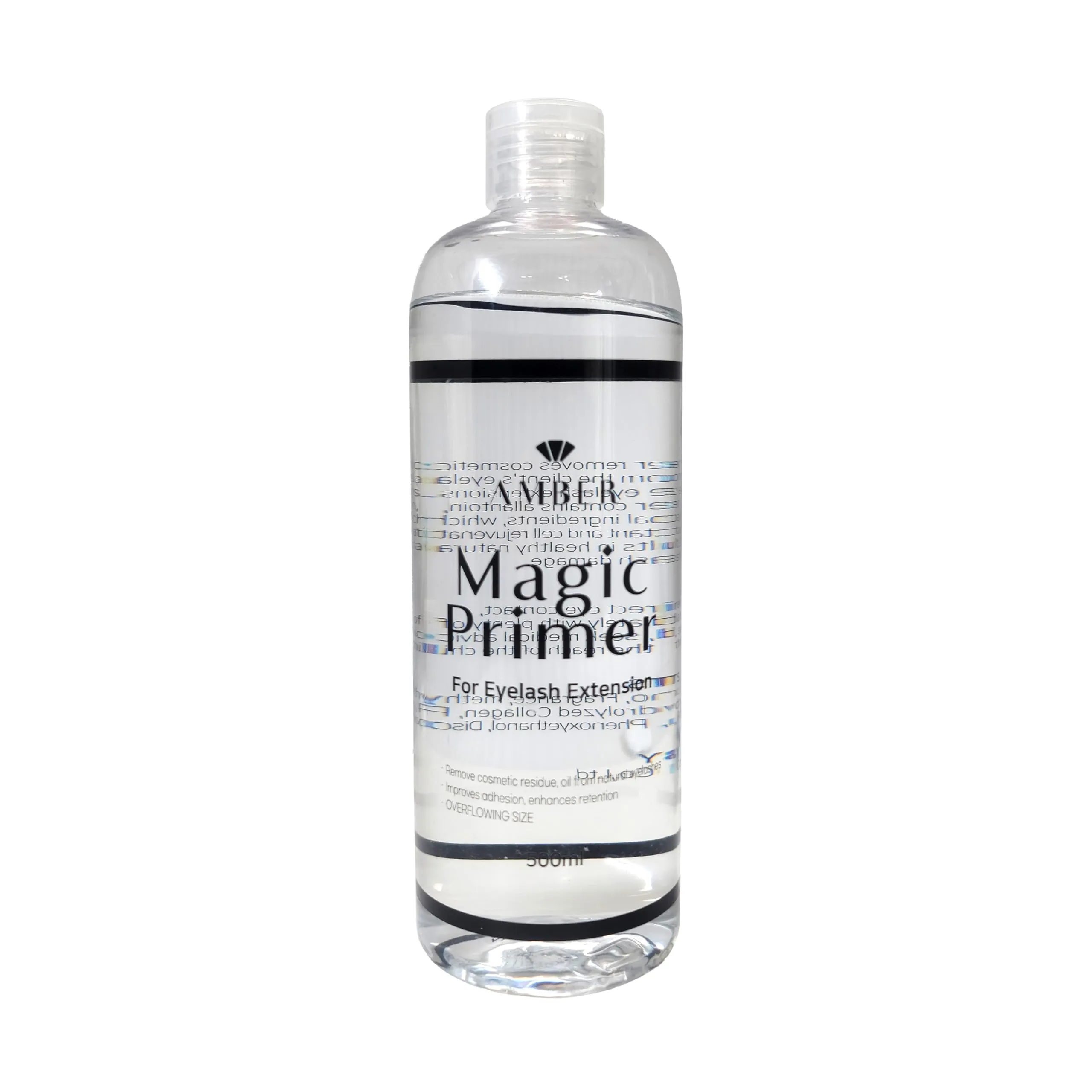 Amber Lash Magic Primer Plus  [500ml/16.9oz], Gentle Eyelash Extension Primer to Increase Adhesive Strength and Bonding Retention on Natural Lashes, Remove Makeup Residue, Oil, and dust from lashes