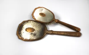 Antique Silver Bronze Vanity Set