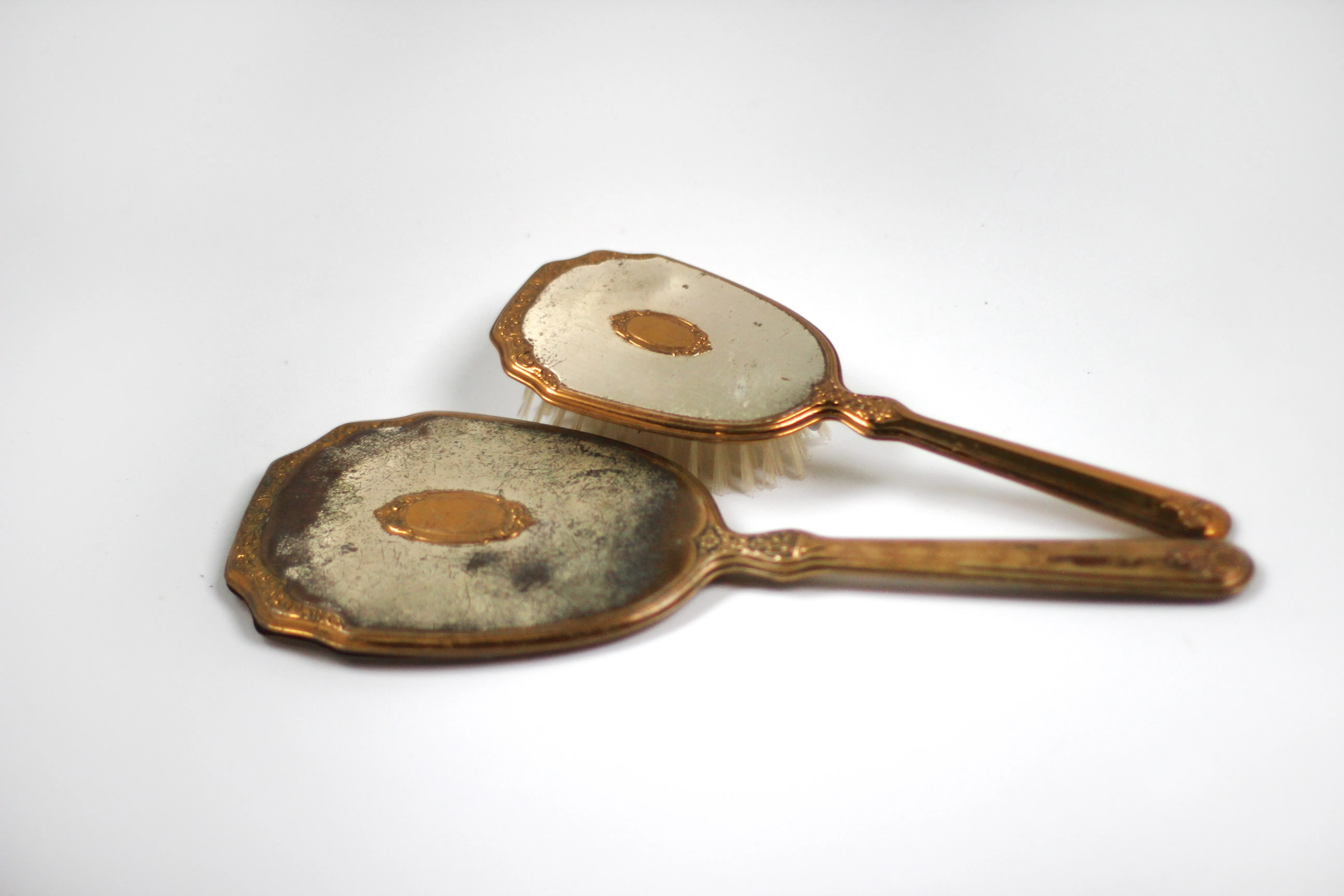 Antique Silver Bronze Vanity Set