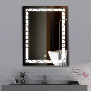 ARC homes Rectangular Wall Mounted Backlit Led Mirror with Touch Sensor | Bathroom Mirror with Led Lights | Long Mirror for Bedroom Living Room Washbasin Mirror (Triple Light, 15 x 18 Inch)