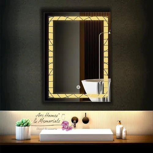 ARC homes Rectangular Wall Mounted Backlit Led Mirror with Touch Sensor | Bathroom Mirror with Led Lights | Long Mirror for Bedroom Living Room Washbasin Mirror (Triple Light, 15 x 18 Inch)