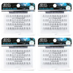 Ardell Individuals False Eye Lashes - Medium Black, DIY Lash Clusters, Lash Band, Long-Lasting Eyelash Extensions, 4 Pack
