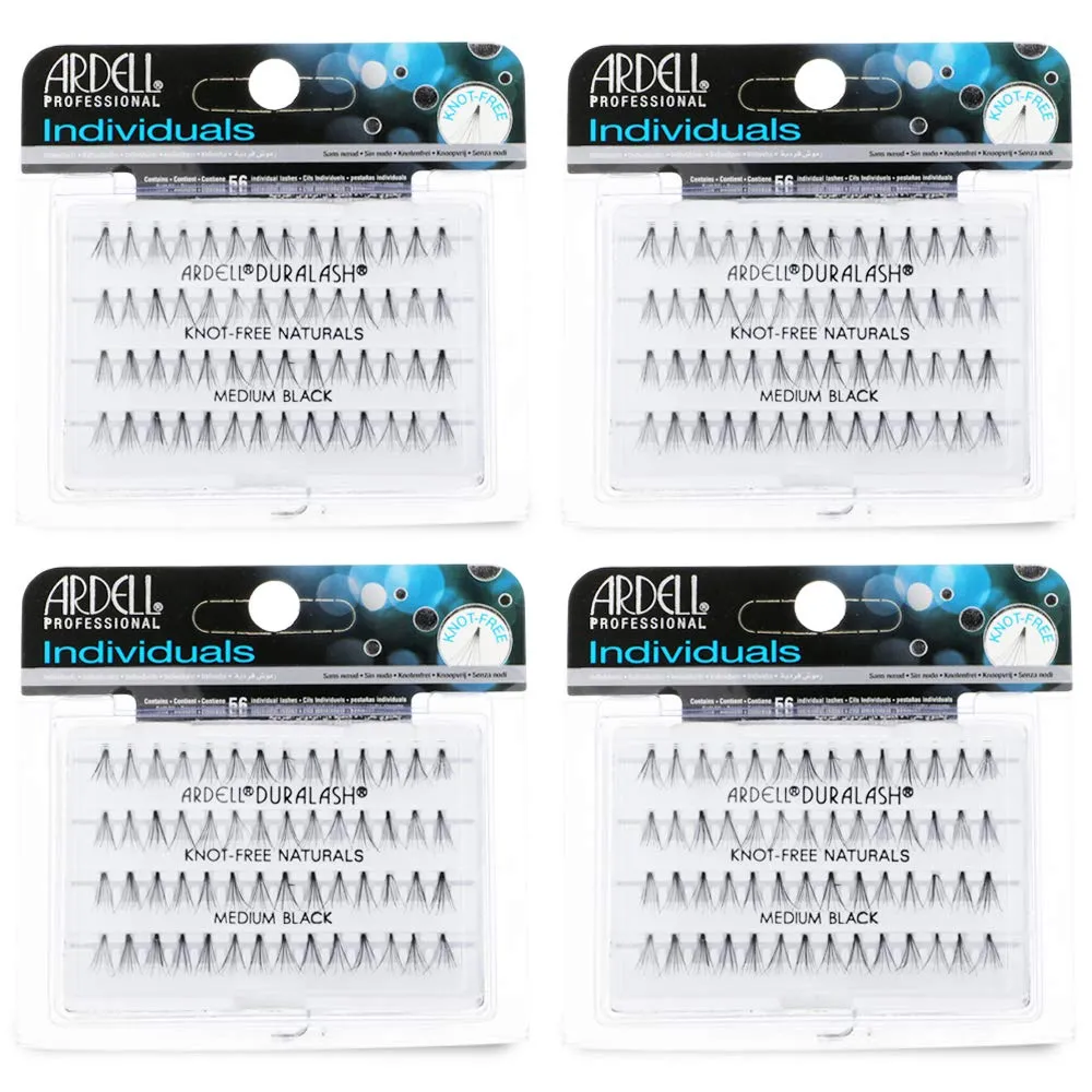 Ardell Individuals False Eye Lashes - Medium Black, DIY Lash Clusters, Lash Band, Long-Lasting Eyelash Extensions, 4 Pack