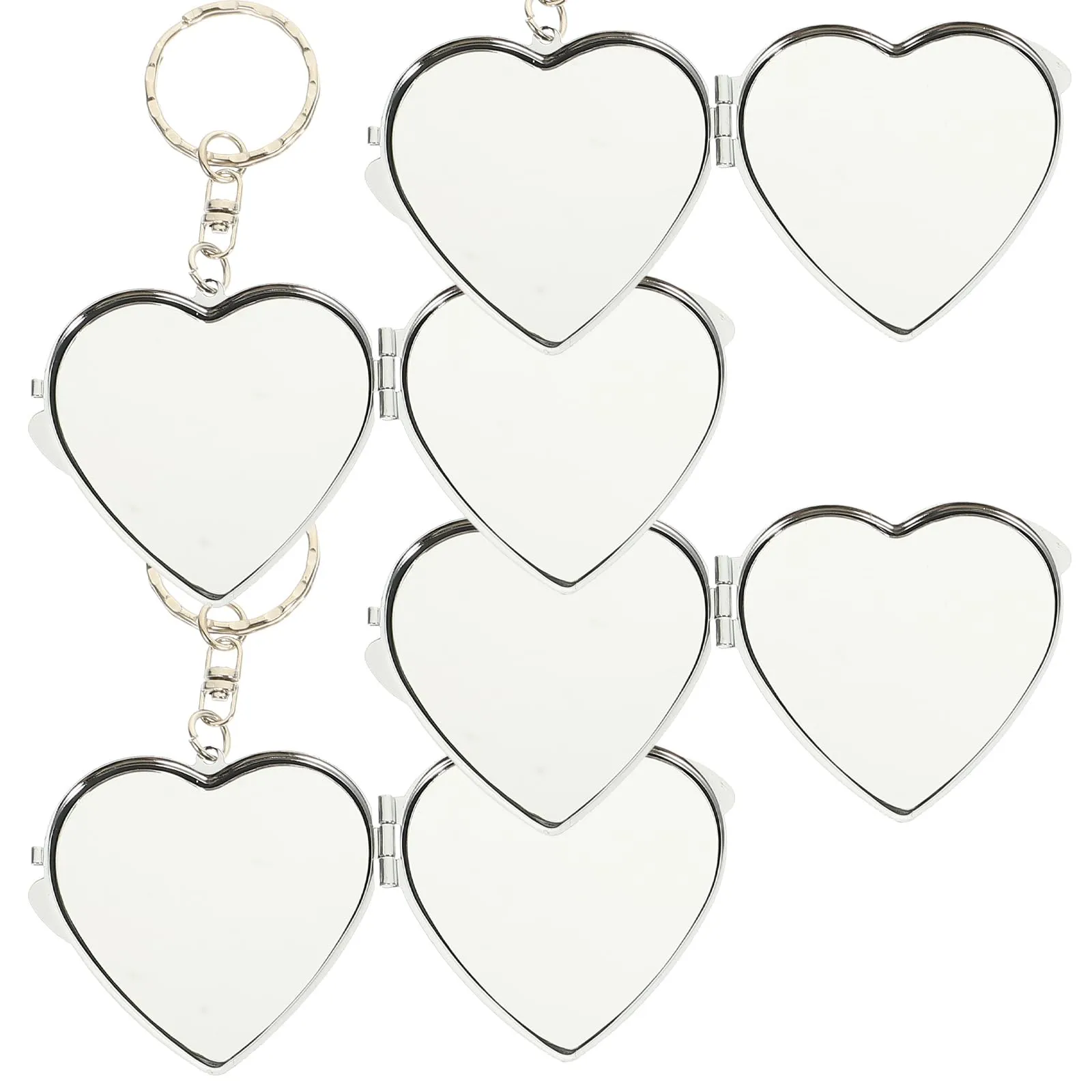 balacoo 20 Pcs Keychain Makeup Mirror Heart Shaped Keychain Portable Mirror Heart Shaped Mirror Small Key Fob Metal Folding Mirror Keyring Keychain Aluminum Mirror Travel Bulk Cosmetic, 5x4.5cm