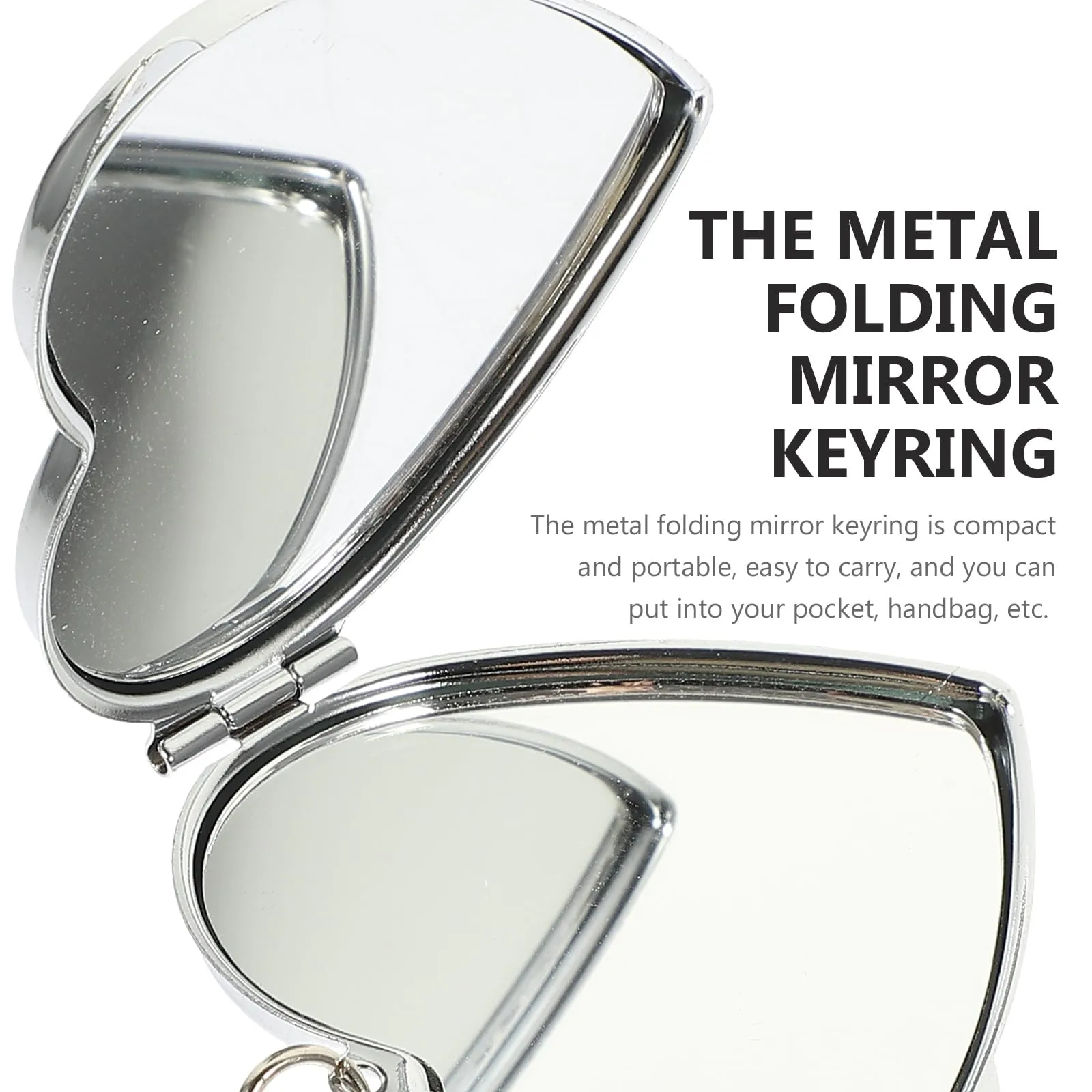 balacoo 20 Pcs Keychain Makeup Mirror Heart Shaped Keychain Portable Mirror Heart Shaped Mirror Small Key Fob Metal Folding Mirror Keyring Keychain Aluminum Mirror Travel Bulk Cosmetic, 5x4.5cm