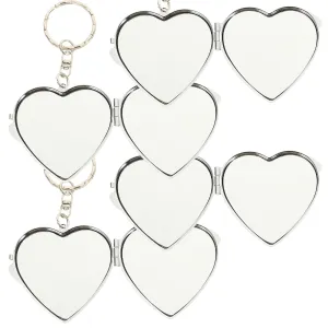 balacoo 20 Pcs Keychain Makeup Mirror Heart Shaped Keychain Portable Mirror Heart Shaped Mirror Small Key Fob Metal Folding Mirror Keyring Keychain Aluminum Mirror Travel Bulk Cosmetic, 5x4.5cm